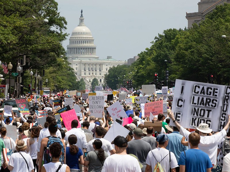 Rally at the Capitol in Washington DC to protest President Trump's immigration policies. Photo by Yasin Ozturk/Anadolu Agency/Getty Images.