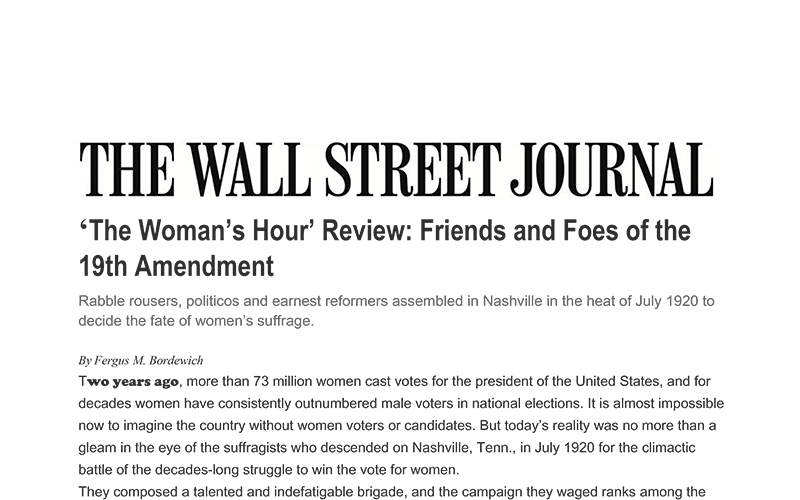 WSJ review of The Woman's Hour by Elaine Weiss.
