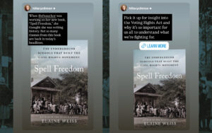 Praise from Secretary Hillary Clinton for Spell Freedom, by Elaine Weiss.