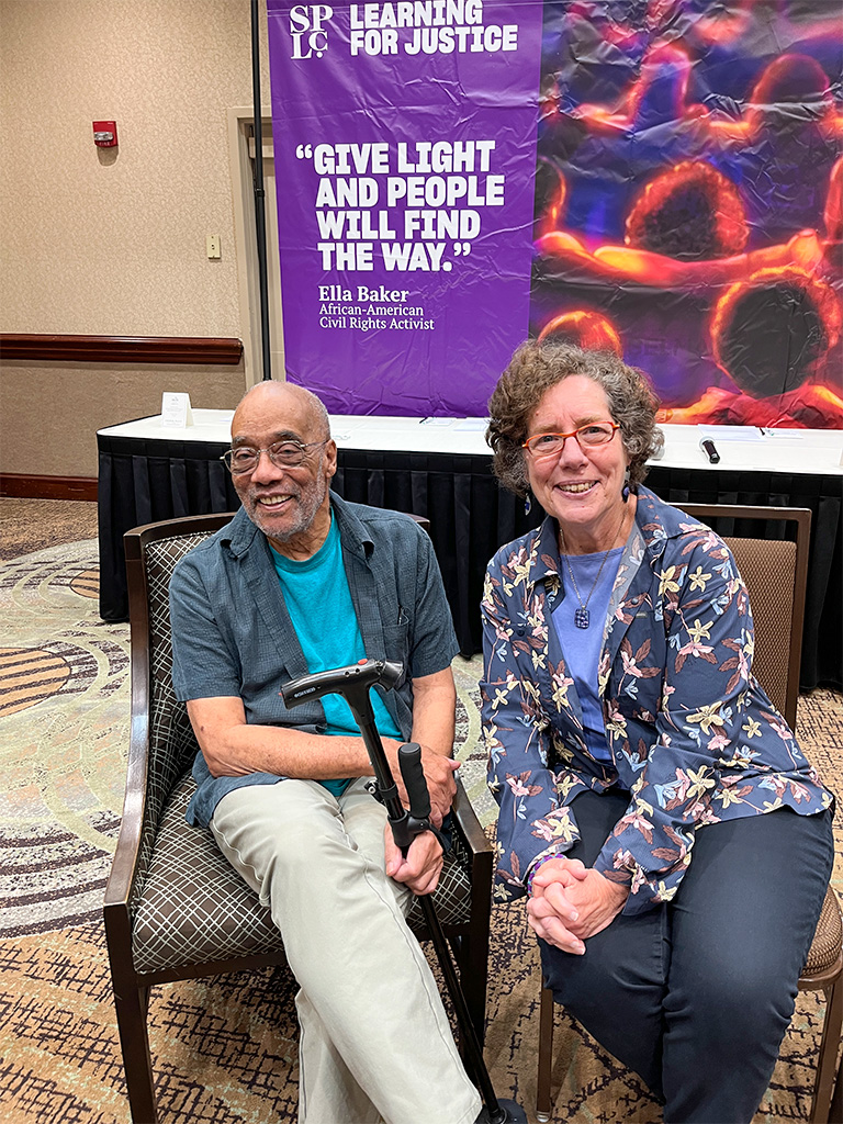Elaine Weiss with Civil Rights Movement veteran Charlie Cobb at the Southern Poverty Law Center's Learning for Justice training institute in Knoxville, TN.