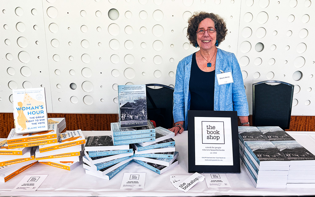 Elaine Weiss at ThinkTN in Nashville signing her books, Spell Freedom and The Woman’s Hour.